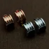 Europe America Style Lady Women Titanium Steel Graved B Initials Spiral Springs C-Shape Stud Earrings 2 Color209V