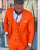 Abiti da uomo Arancione brillante Abito con risvolto con risvolto Abito da sposa Frac Slim Groom Dance 3 pezzi (giacca, gilet, pantaloni)