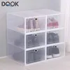 6 Pack Transparent shoe box shoes organizers thickened foldable Dustproof storage box Stackable combined shoe cabinet Sale 240220