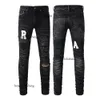 Designer Skinny Moda Per Uomo Pantaloni Da Donna Viola Marca Jeans Neri Grigi Foro Nuovo Stile Ricamo Autocoltivazione Piedi Piccoli01