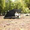 Aricxi förstorad 2 person utomhus ultralätt camping tält 3 säsong professionell 15d silnylon stavlös tält grå svart bredd 135 cm 240220