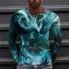 T-shirts pour hommes Vêtements Chemise 3D Imprimé Phoenix Col rond À manches longues Designer Intéressant Tops Casual Boys Fashion