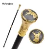 Gold Luxury Sika Deer Head Relief Walking Cane Fashion Decorative Walking Stick Gentleman Elegant Cosplay Knob Crosier 93cm