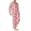 Vêtements de nuit pour hommes, glaces amusantes, automne, imprimé diable, ample, surdimensionné, ensemble de pyjama, manches longues, Kawaii, chambre à coucher, costume de maison graphique