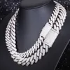 Vente Chaîne cubaine lourde 3 rangées 15mm 20mm largeur 925 argent massif Moissanite chaîne à maillons cubains Mans Hip Hop collier