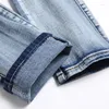 Jeans pour hommes Hommes Broderie Détruit Trou Slim Denim Haute Qualité Confortable Avancé Ripped Moto Design Pantalon Mâle Biker