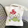 Borse per la spesa Borsa tote Harajuku Cottagecore Toadstool Rana magica Regalo fungo Borse in tela shopper in cotone carino Kawaii