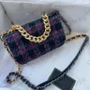 22K 19 Purple Woolen WoC WOC Bag w stylu Vintage Hardware Saire Ruse Crossbody Piegowe Portfel