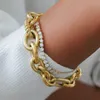 Vlove Handmade italienska hantverk Höftsmycken 14K Verklig fast gul guld Miami Cuban Link Diamond Armband för män