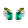 Emerald Gemstone Stud Earrings S925 Silver Shiny Zircon örhängen Europeiska temperament Nischdesignsmycken2867