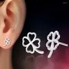 Stud Earrings Trendy Simple Girls Hollow Silver Plated Flower Heart For Lady Jewelry Mujer Pendientes Gifts Friendship