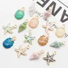 Encantos 13/15pcs Seaside Delight Conch Sea Shell Liga Espumante Pingentes Para DIY Acessórios Artesanais