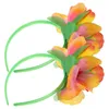 Банданы 2 шт. повязка на голову с гавайским цветком и цветами головной убор для женщин резинки для волос пластиковые аксессуары