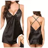 Cross-border European and American foreign trade sexy lingerie sexy imitation ice silk back cross suspender nightdress sexy suit