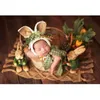 Born Pographie accessoires Style campagnard forêt paille lapin chapeau ensemble pâques lapin accessoire Fotografie bébé Po accessoires fille garçon 240220