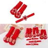 Hair Accessories Sweet Baby Girl Headband Socks Set Lace Red Color Born Headdress Elastic Bands