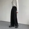Svart kostym byxor män mode sociala män klänning byxor koreanska lösa stora stora benbyxor herr formella byxor m-2xl 240222