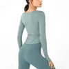 2024SS dames lange lululy citroenly tops yoga lululemenly dames leggings passen V-hals slanke fiess lopende t-shirt sport top blouse workout casual gym kleding