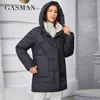 Women's Trench Coats GASMAN 2024 Winter Parkas Medium Length Slim Casual Hooded Warm Down Jackets Female Women 83918