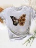 Women's T Shirts Summer Short Sleeve Printed Clothes Women Clothing Butterfly Wing Floral Cute Female Fashion Casual Tee Graphic T-shirts