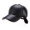 Ball Caps High Quality Faux Leather Hat Genuine Winter Baseball Cap Adjustable For Men Black Hats