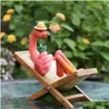 Dekoracje ogrodowe Summer Flamingos Decor Yard Patio Lawn Zabawne wróżki ozdoby na zewnątrz figurka dostawa domu otrwh