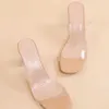 Sandales Transparent talons hauts femmes bout carré sandales chaussures d'été femme clair haute pompes mariage gelée Buty Damskie talons pantoufles L2402