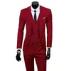 Męskie garnitury męskie Suit 3 sztuki dwa przyciski Business Casual Fit Odpowiedni bankiet ślubny i sukienki wieczorowe kamizelka kurtka z spodniami