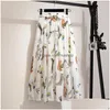 Rokken Dames Boheemse Mid-Lengte Hoge Rok Chiffon Bloemen Taille Strandjurk Buikdans Drop Levering Kleding Kleding Dhvlo