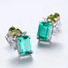 Emerald Gemstone Stud Earrings S925 Silver Shiny Zircon örhängen Europeiska temperament Nischdesignsmycken2466