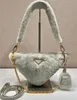 Top designer women's shoulder bag, goat wool single shoulder bag detachable fur shoulder strap metal chain bag party banquet leisure bag