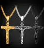 Crucifix Cross Pendant Necklace Bracelet Gold Black Gun Plated Stainless Steel Fashion Religious Jewelry for Women Men Faith Neckl4266577