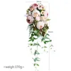 Wedding Flowers Pink Artifical With Grass Bridal Bouquets Marriage Accessories Ramos Buque De Noiva