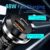 Двухпортовое автомобильное зарядное устройство 48 Вт USB-C PD30W+ QC 3.0 USB-A Адаптер быстрой зарядки 18 Вт для телефона