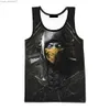 Herrtankstoppar Mortal Kombat 11 Tank Tops 3D Tryckt Man/ Women Casual Fashion Campaign Vest Kids Beach Tees Summer Overized Gym Clothing Menl2402