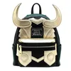 Loki Pu Leather Backpack Horn Travel Laptop Bag Schoolbags Students Adults Handbag Wallet Birthday Gifts255M