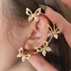 Backs Earrings FNIO Silver Color Metal Crystal Butterfly Ear Clips For Women Sparkling Zircon Cuff Clip Wedding Girls Jewelry Gift