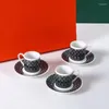 Cups Saucers Espresso Coffee Set 6 Pieces Ceramic Mug Drinking Cup With Handle For Tea Milk Office Novelty Gift Original Box