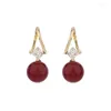 Stud Earrings Bilincolor Light Luxury Acacia Red Bean Wine Pearl For Wedding Or Party