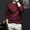 Autumn Promotion Ice Silk Tshirt Mens Korean Casual Versatile Solid Long Sleeve VNeck Fashion Slim Thin Top2023 240220