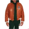 Giacche da uomo Giacca in pelle bomber arancione con grana di alligatore Taglia USA Avirex Tuta da volo casual atletica in pelle di pecora spessa Cool Jacketstop Ot4ag 695