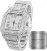 Halukakah Heren diamanten horloge K ing1 8KGo ldPl atedPlatinum40M MSqu aredia lice Cry stalwri stbandLab oratoriumDia mondOorstukCub anCha inNec klaceand Bra celetSet