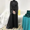 Abbigliamento etnico Modesto Turchia Caftano Raso Abaya Donne Musulmane Abito lungo a maniche lunghe Eid Ramadan Islamico Dubai Jalabiya Marocain Caftano