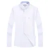 Mens Long Sleeve Solid Plain Oxford Shirt Single Patch Pocket Casual Standard Fit krage tjocka arbetsskjortor 240219