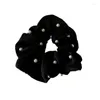 Decorative Flowers "Ladies Scrunchies Satin Silk Thick Gut Hairband Hair Elastic Bands Velvet With Beads Acces