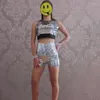 Women's Shorts Solid Sequins High Waist Performance Women Summer 2024 Sexy Body Shaping Hipster All Match Jazz Costume Streetwear