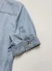 Vestidos de festa 2024 vestido de verão carta bordado padrão manga curta denim mini para mulheres
