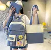 Borse da scuola 5 pz/set Harajuku Kawaii Zaino per bambini Zaino da donna carino Bookbag Borsa per laptop per ragazze adolescenti Studenti Zaino