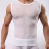 Débardeurs pour hommes Hommes sous-vêtements Sexy Transparent Musle débardeurs élastique gilet homme hauts sans manche pure Fitness T-Shirt Clubwear SingletL2402