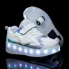 Роликовые туфли для мальчиков и девочек со светодиодной подсветкой и зарядкой через USB, детские роликовые коньки, повседневная обувь для скейтбординга, спортивная обувь, детские кроссовки 240219